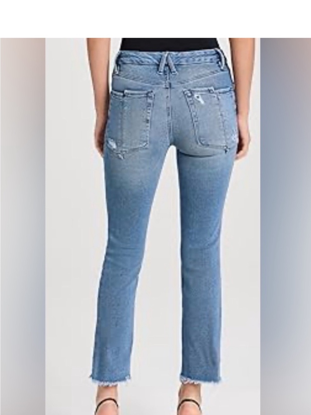 Good American Light Blue Cropped Slim Straight Jeans